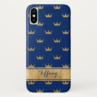 Blue, Gold Crowns Funda-Mate Funda para iPhone X