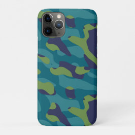 Funda Para iPhone 11 Pro Blue Green and Teal Camo Abstract