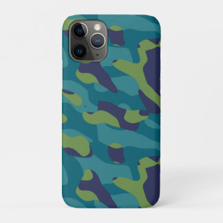 Funda Para iPhone 11 Pro Blue Green and Teal Camo Abstract