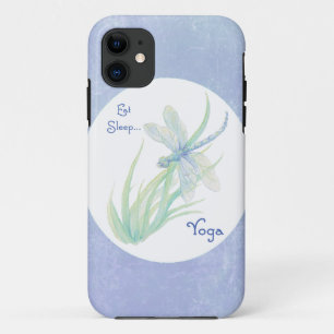 Funda Para iPhone 11 Blue, Green Dragonfly Come, Sleep Yoga Motivation