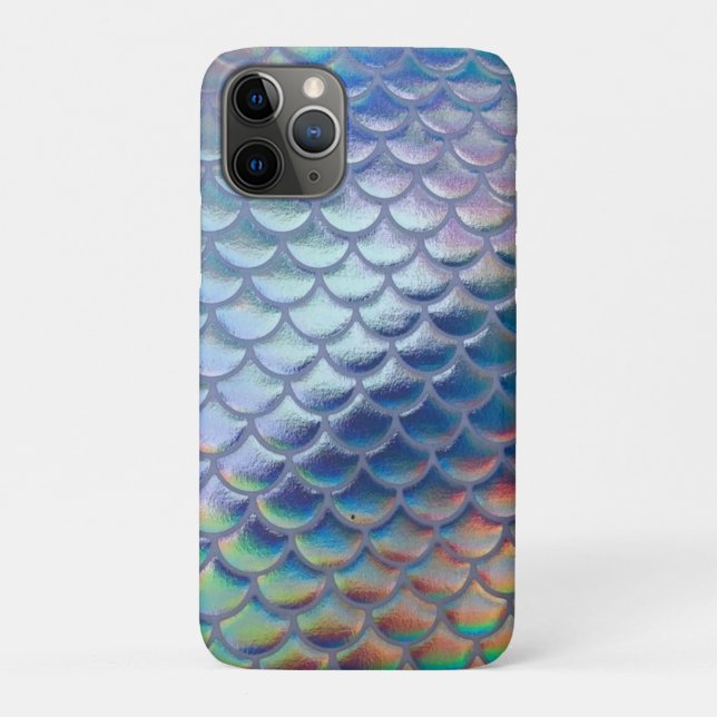 Funda De Case-Mate Para iPhone Blue Green Mermaid Fish Scales Holographic Trendy (Reverso)