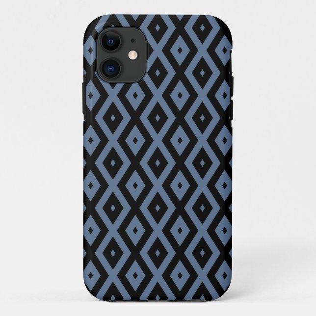 Funda De Case-Mate Para iPhone Blue grey and black diamond pattern (Reverso)