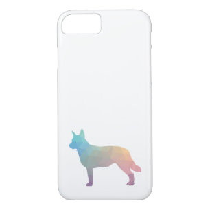 Funda Para iPhone 8/7 Blue Heeler Perro Raza Silhouette Geo Pastel