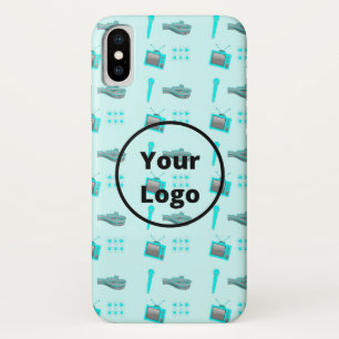 Funda Para iPhone X Blue media business pattern