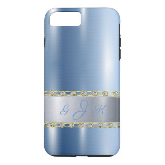 Funda Para iPhone 8 Plus/7 Plus Blue Metallic, Diamantes de imitación personalizad