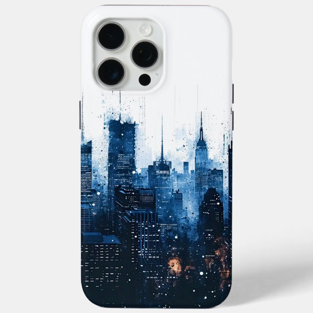 Funda De Case-Mate Para iPhone Blue Modern Cityscape (Reverso )