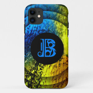 Funda Para iPhone 11 Blue Monogramado B sobre oro, azul y negro