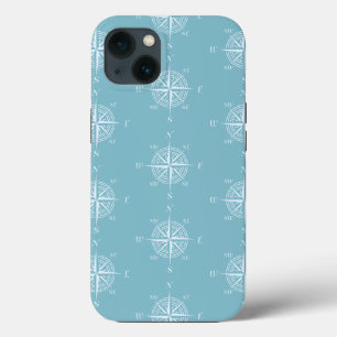 Funda Para iPhone 13 Blue Nautical Sailing Compass
