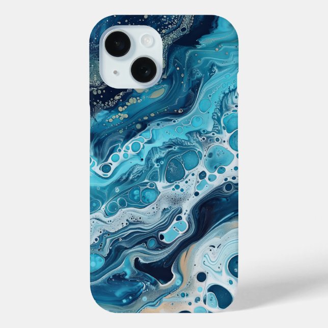 Funda De Case-Mate Para iPhone Blue Ocean Paint Pour Resumen Estético Líquido (Reverso )
