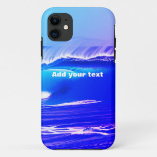 Funda Para iPhone 11 Blue ocean waves add your text pink water ai art