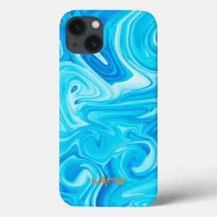 Funda Para iPhone 13 Blue Paint Art NAME Aguas oceánicas de surf modern