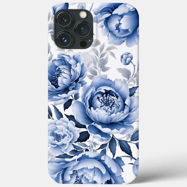 Funda De Case-Mate Para iPhone Blue Peonies (Reverso )