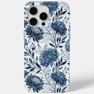 Funda Para iPhone 15 Pro Max Blue Peony Garden Watercolor