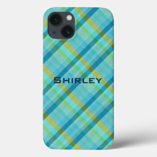 Funda Para iPhone 13 Blue Plaid by Shirley Taylor
