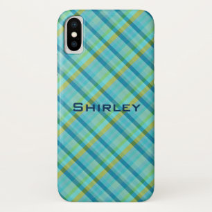 Funda Para iPhone X Blue Plaid by Shirley Taylor