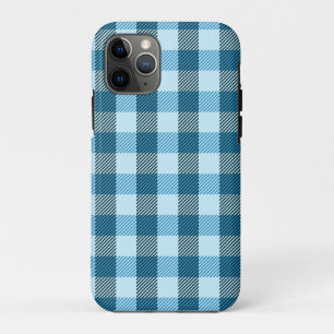 Funda Para iPhone 11 Pro Blue Plaid Moderno Simple