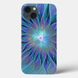 Funda Para iPhone 13 Blue Purple Flower Dream Resumen arte fractal