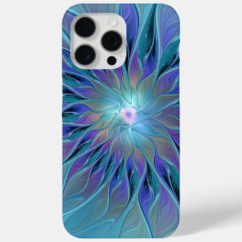 Funda Para iPhone 15 Pro Max Blue Purple Flower Dream Resumen arte fractal
