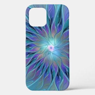 Funda Para iPhone 12 Blue Purple Flower Dream Resumen arte fractal