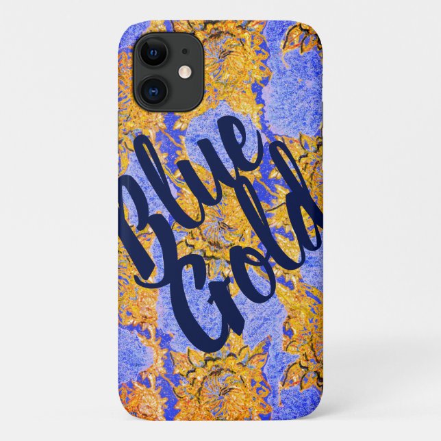 Funda De Case-Mate Para iPhone Blue Sky & Golden Flowers y tu texto (Reverso)
