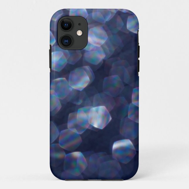 Funda De Case-Mate Para iPhone Blue Sparkle Bokeh Lights (Reverso)