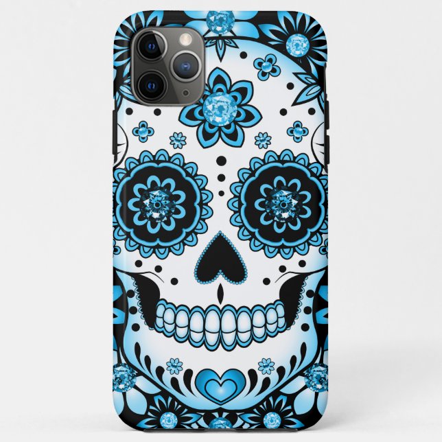 Funda De Case-Mate Para iPhone Blue Sugar Skull (Reverso)