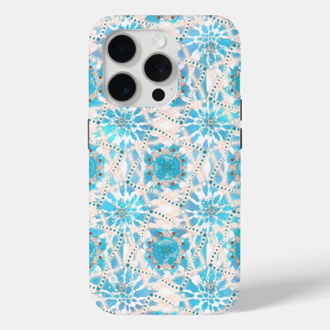 Funda De Case-Mate Para iPhone Blue Tan Winter Mandala Pattern (Reverso )