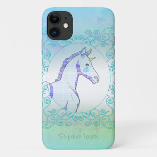 Funda Para iPhone 11 Blue Tartan Unicorn Baby (mancha azul)