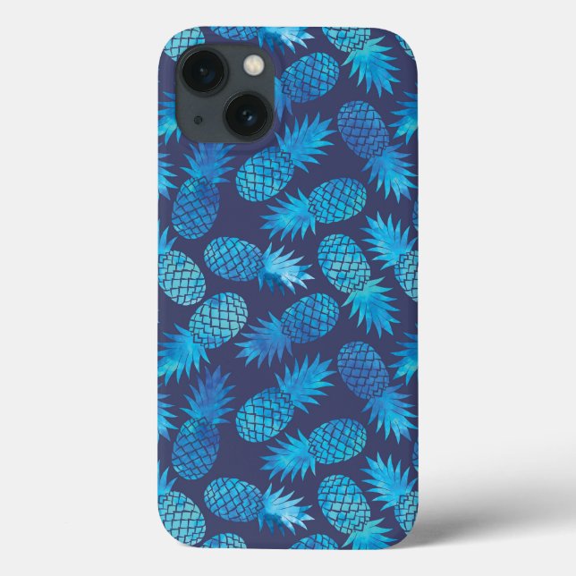 Funda De Case-Mate Para iPhone Blue Tie Dye Pineapples (Reverso)