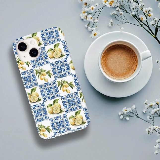 Funda De Case-Mate Para iPhone Blue Tile French Country Lemon Pattern (Subido por el creador)