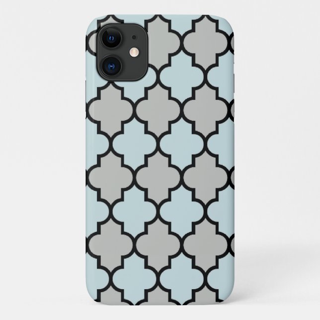 Funda De Case-Mate Para iPhone Blue Trellis, Quatrefoil, Entramado Marroquí (Reverso)