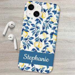 Funda Para iPhone 14 De Case-Mate Blue Yellow Watercolor Lemon Name