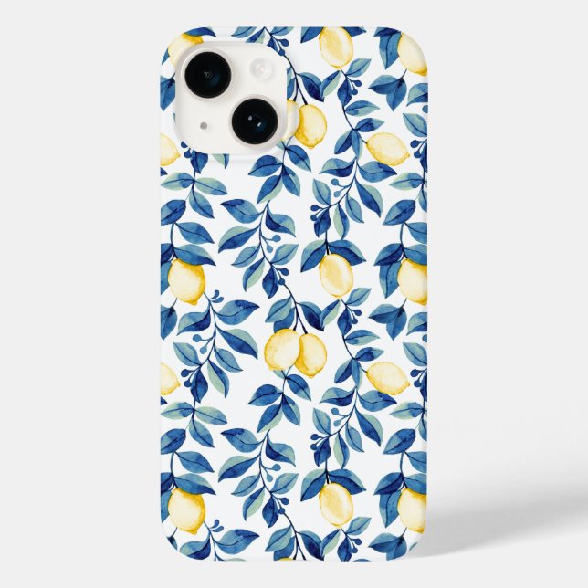 Funda De Case-Mate Para iPhone Blue Yellow Wildflower Lemon (Reverso )