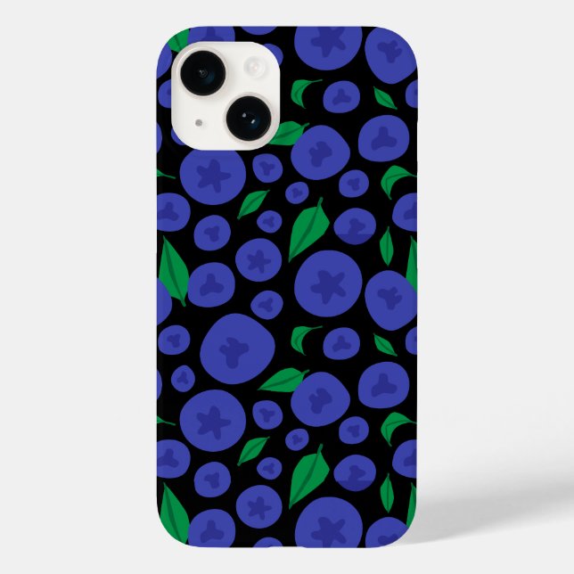 Funda De Case-Mate Para iPhone Blueberries Seamless Pattern (Reverso )