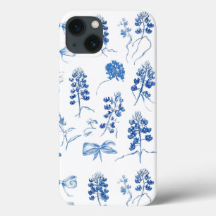 Funda Para iPhone 13 Bluebonnets Texas Flor Floral Azul Patrón de Bow