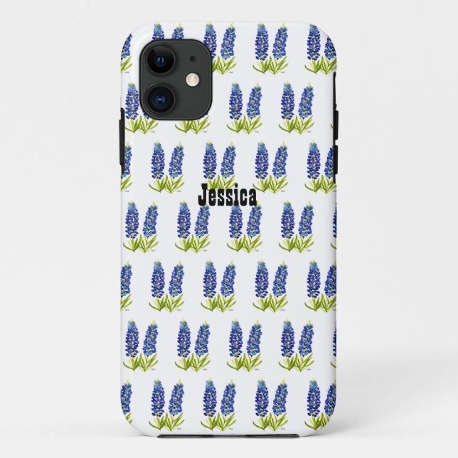 Funda De Case-Mate Para iPhone Bluebonnets Texas Flores silvestres acuarela (Reverso)
