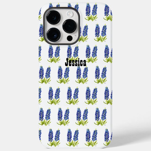 Funda De Case-Mate Para iPhone Bluebonnets Texas Flores silvestres acuarela (Reverso )