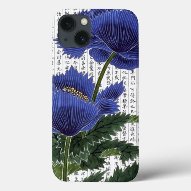 Funda De Case-Mate Para iPhone BluePoppies asiáticos sobre fondo kanji (Reverso)