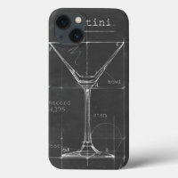 Blueprint de cristal de Martini blanco y negro