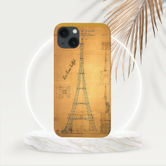 Funda Para iPhone 13 Blueprint de la Torre Eiffel 1884