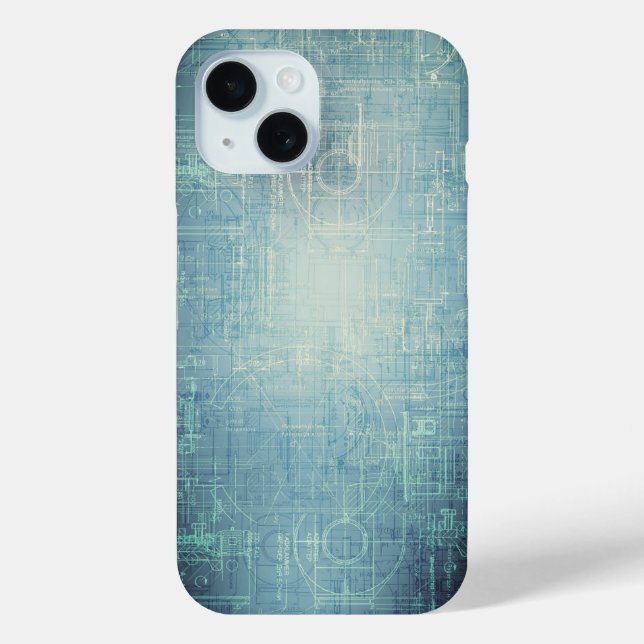 Funda De Case-Mate Para iPhone Blueprint - Estética azul (Reverso )