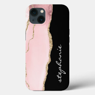 Funda Para iPhone 13 Blush Pink Gold Acuarela Agata Personalizado