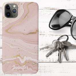 Funda Para iPhone 11 Pro Max Blush Rosa y Mármol con Firma