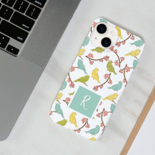 Funda Para iPhone 14 De Case-Mate Boceto de acuarela monogramada de Birds & Blooms