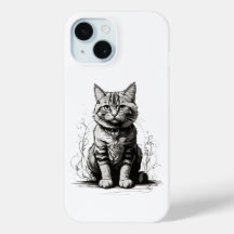 Boceto de gato lindo a lápiz