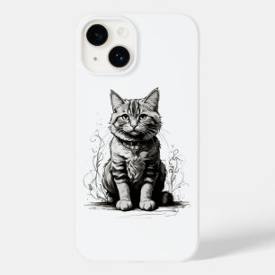 Funda Para iPhone 14 De Case-Mate Boceto de gato lindo a lápiz
