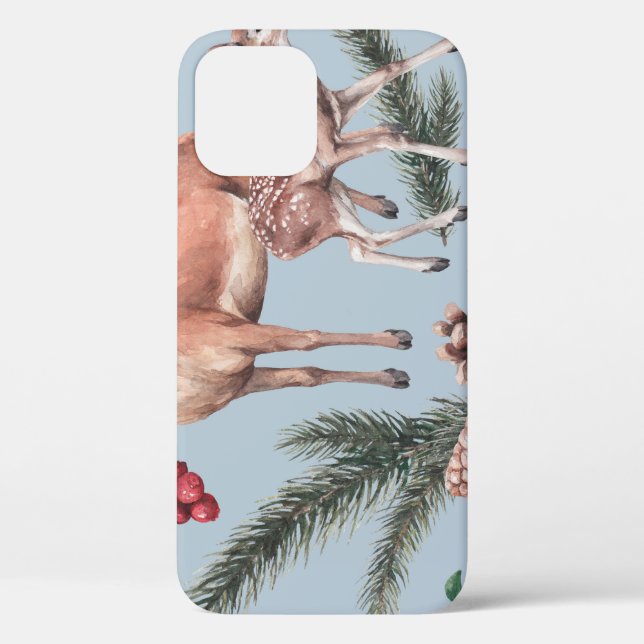 Funda De Case-Mate Para iPhone Boceto de invierno, fondo azul. (Reverso )