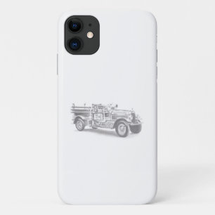 Funda Para iPhone 11 boceto de lápiz de camión de bomberos antiguo dibu