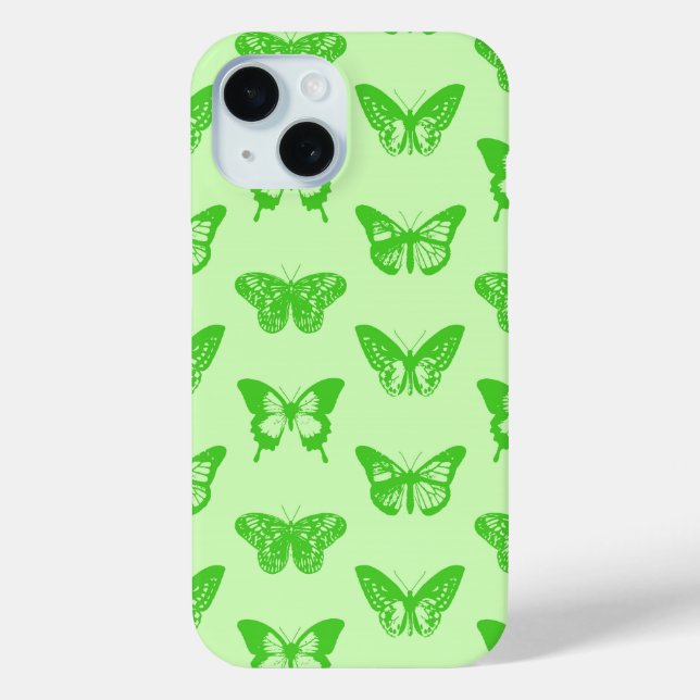 Funda De Case-Mate Para iPhone Boceto de mariposa, verde lima (Reverso )