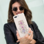 Funda Para iPhone 11 Bocos y flores rosado floral<br><div class="desc">Caja de boho y teléfono rústico con ilustracion de arcos y flores dibujados a mano en colores rosa y violeta.</div>